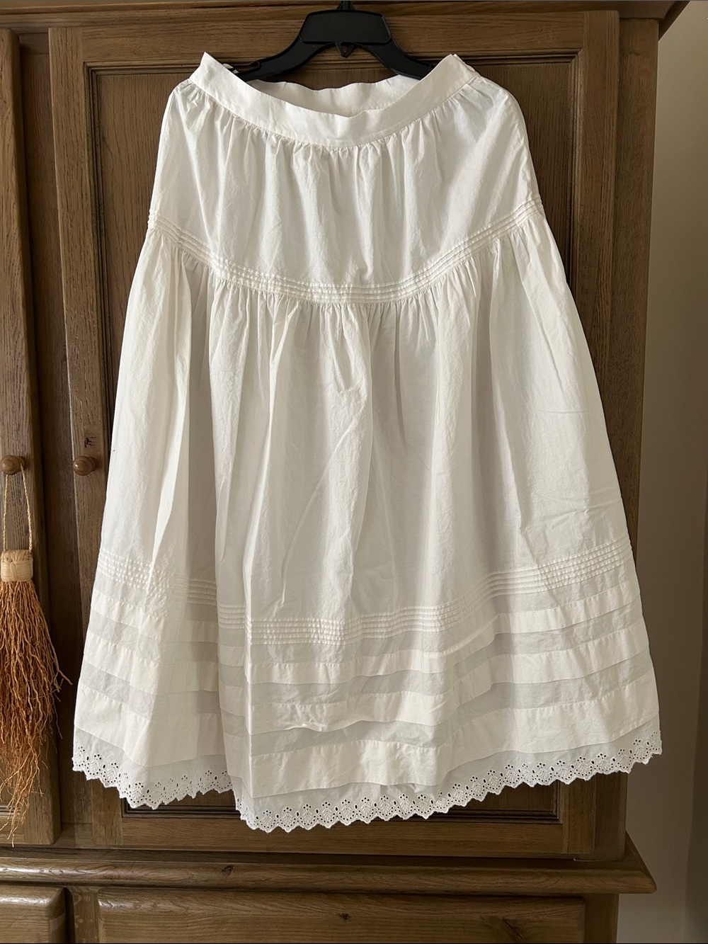 Doen Sebastiane Skirt Powder Organic Cotton White M Side Zip Prairie Eyelet